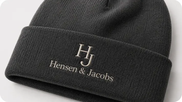 Geborduurde cap of beanie met logo van Hensen & Jacobs