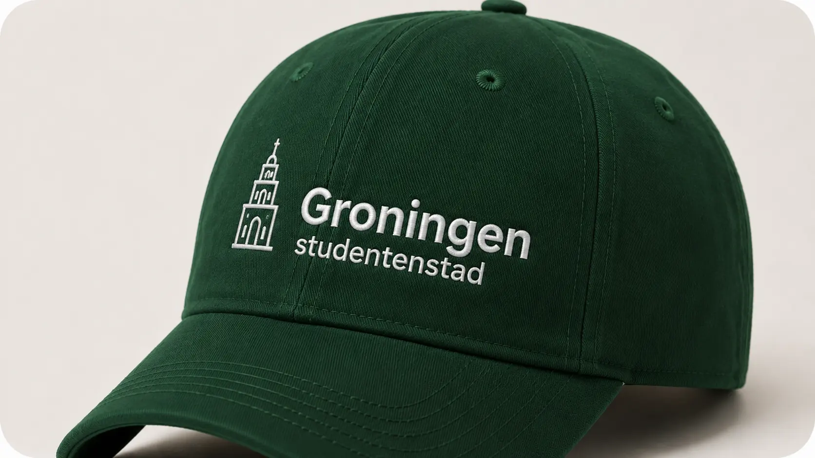 Geborduurde cap of beanie met logo van Groningen studentenstad