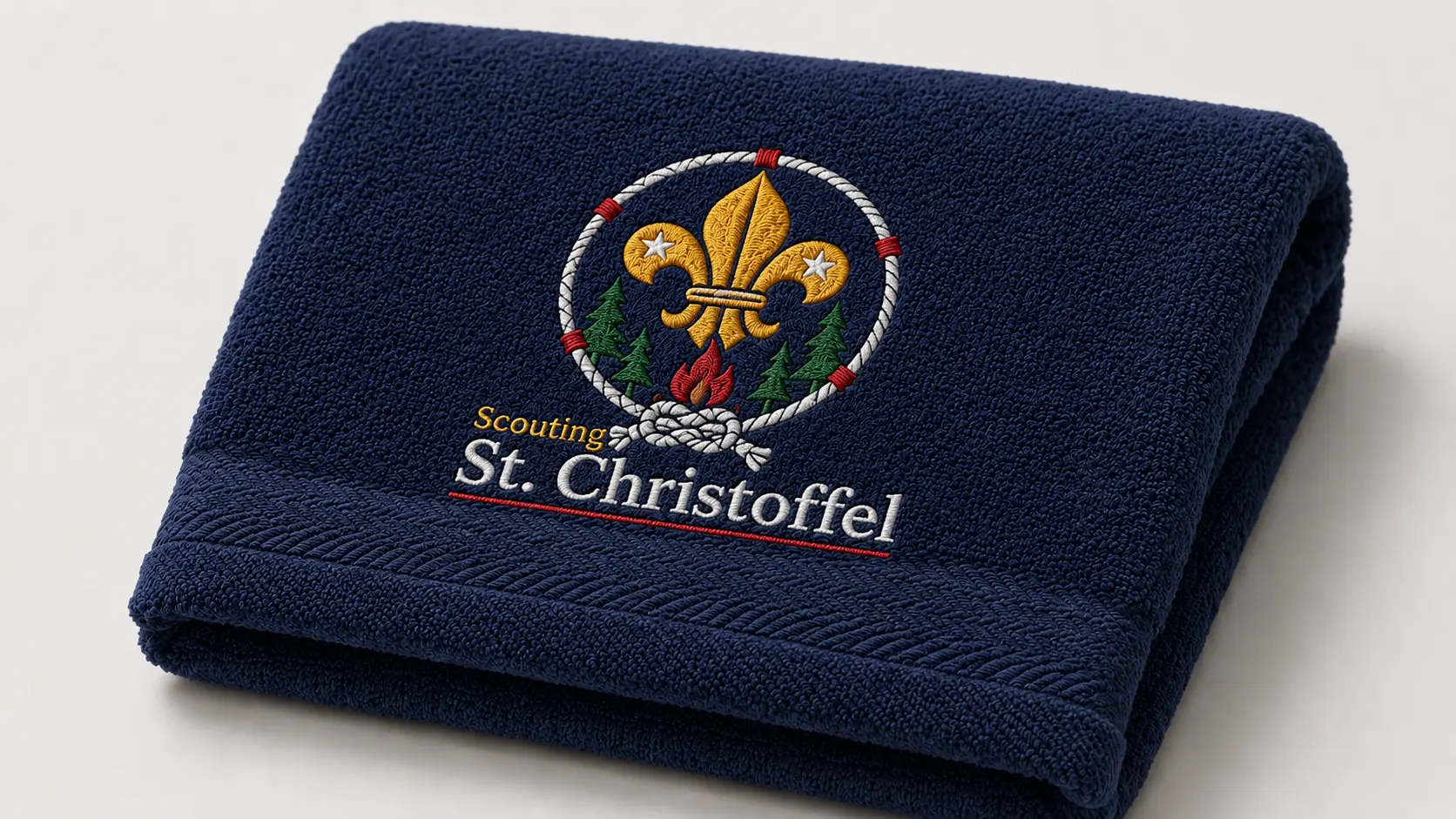 Geborduurde handdoek met logo van Scouting St. Christoffel