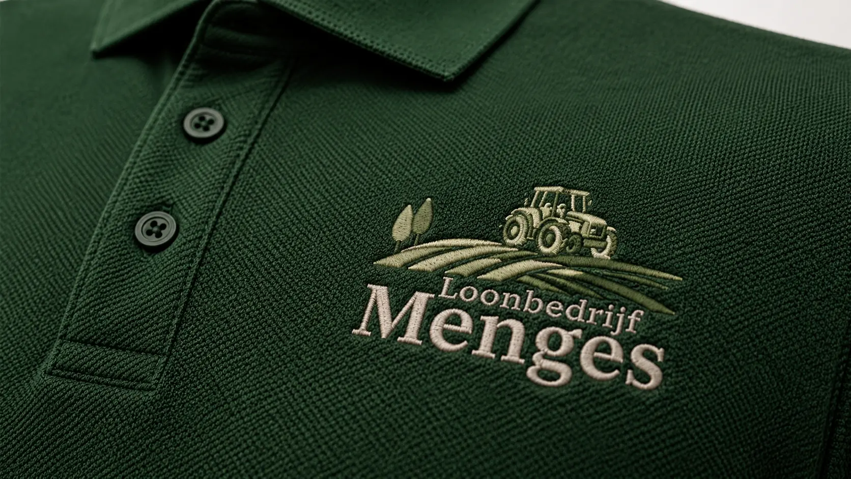 Geborduurde polo met logo van Loonbedrijf Menges
