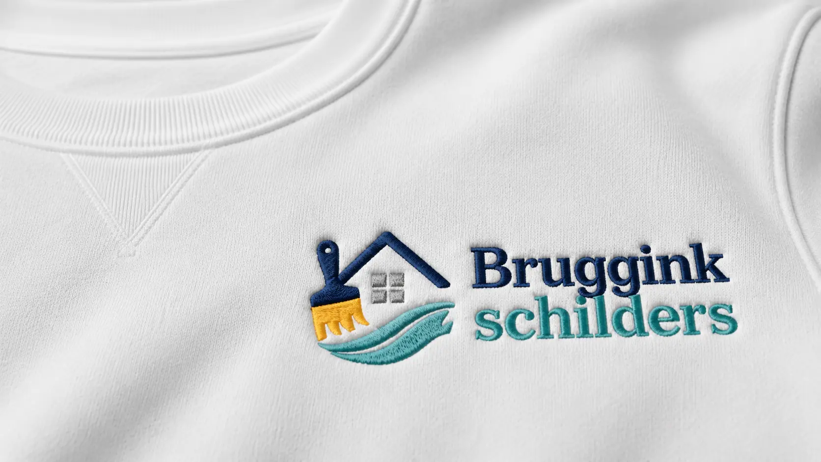 Geborduurde sweater of hoodie met logo van Bruggink schilders