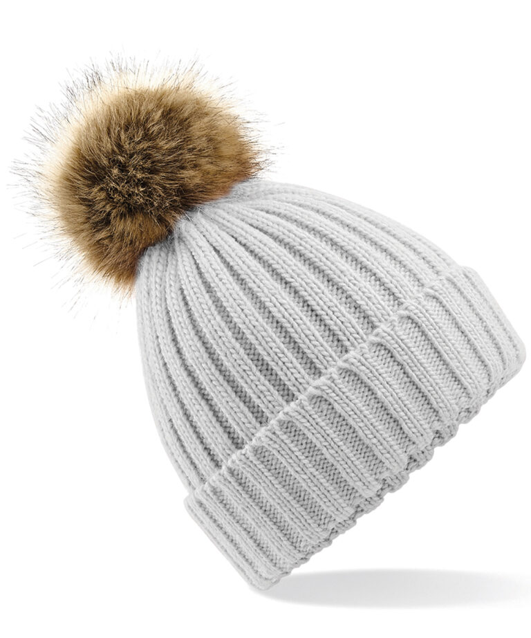 Grofgebreide Fur Pop Pom muts