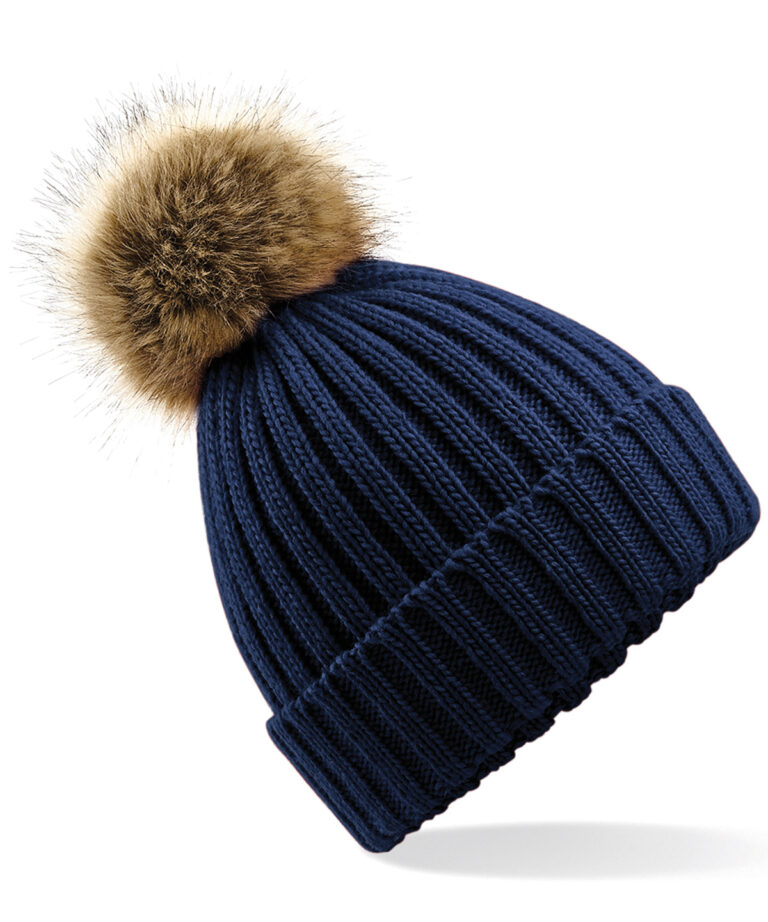 Grofgebreide Fur Pop Pom muts