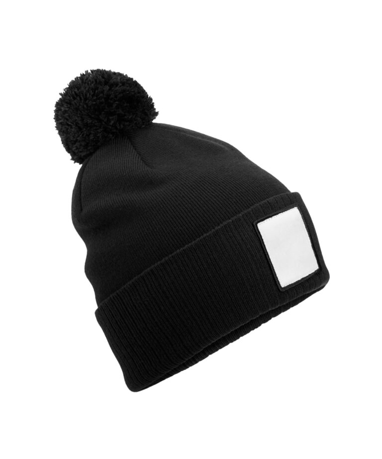 Muts met appliqué patch en pompon