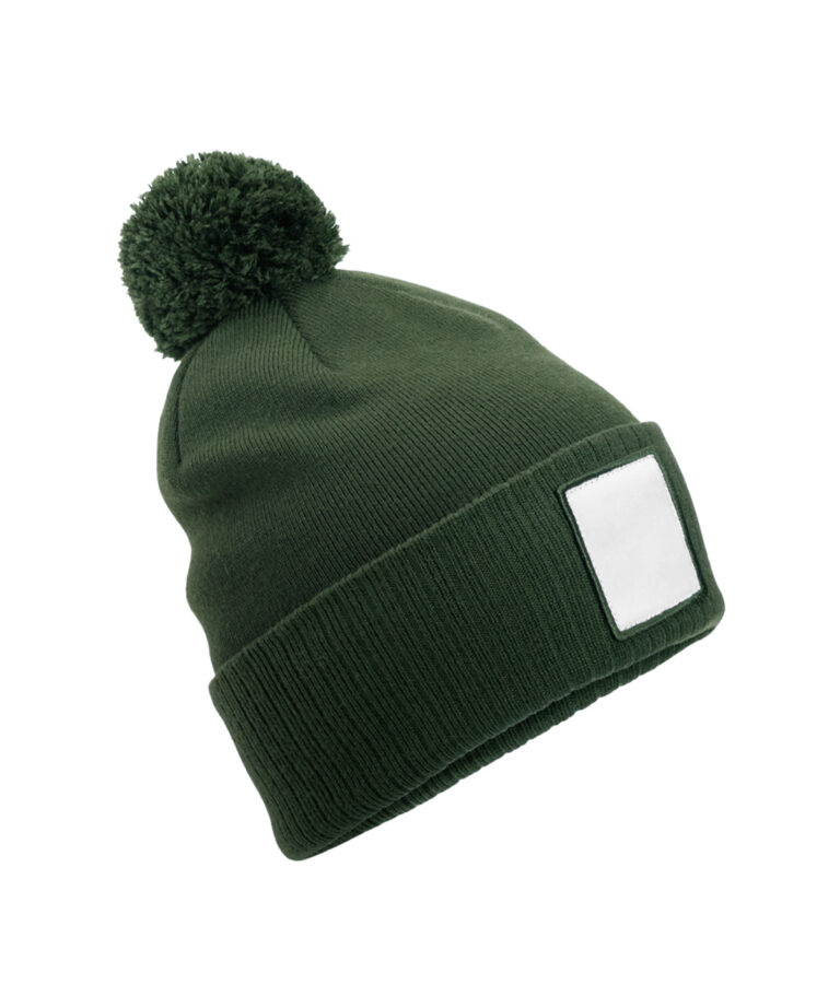 Muts met appliqué patch en pompon