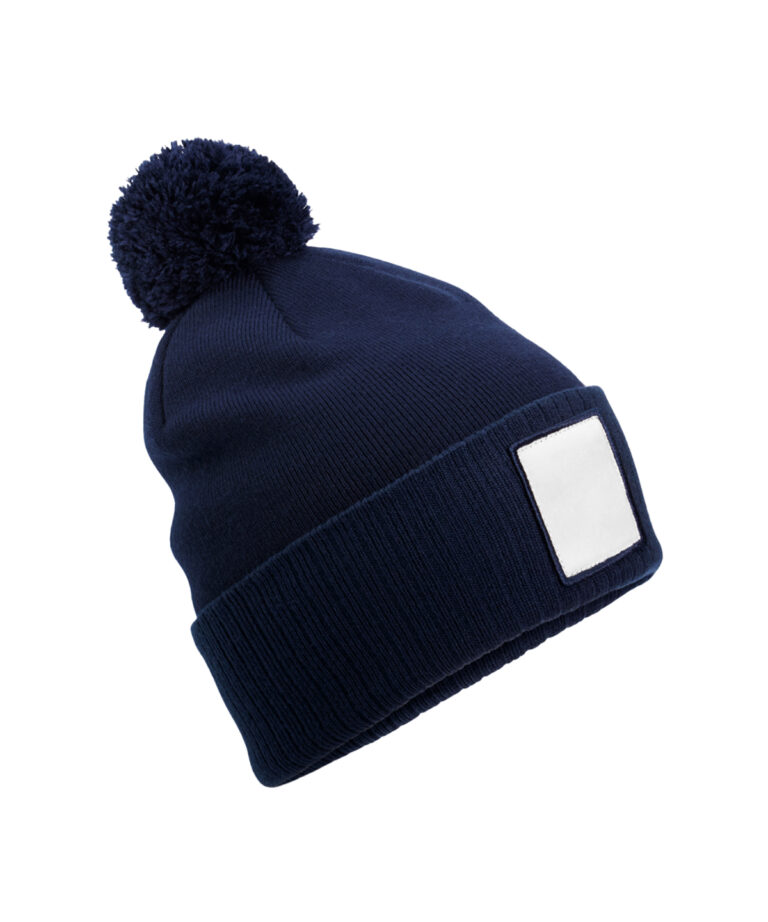 Muts met appliqué patch en pompon