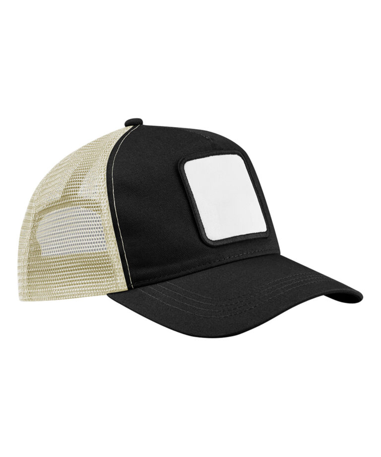 5-panel truckerpet met appliqué patch