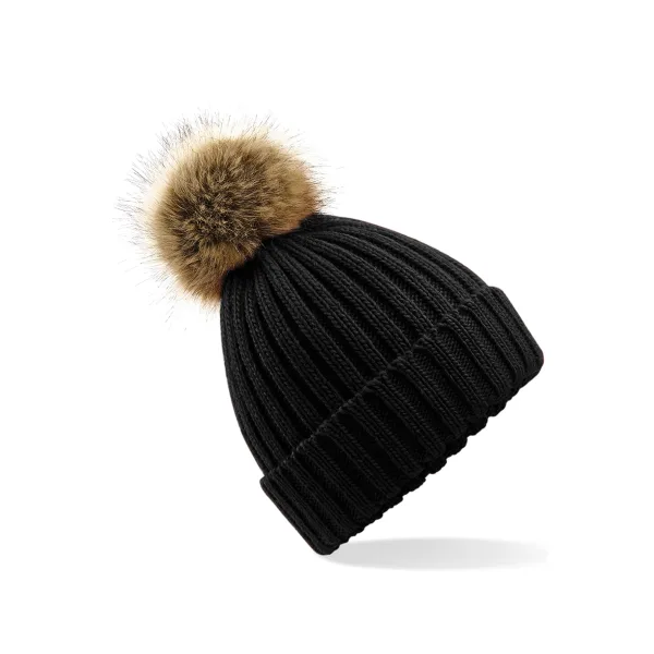 Grofgebreide Fur Pop Pom muts