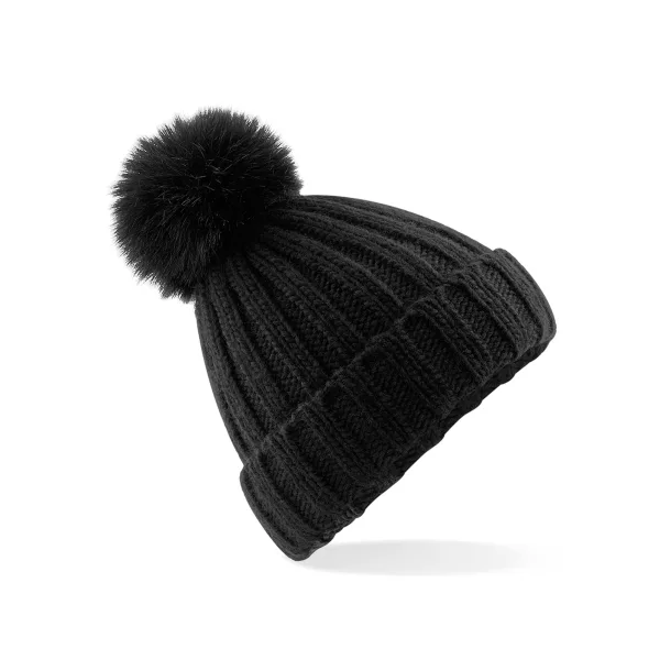 Verbier grofgebreide Fur Pop Pom muts